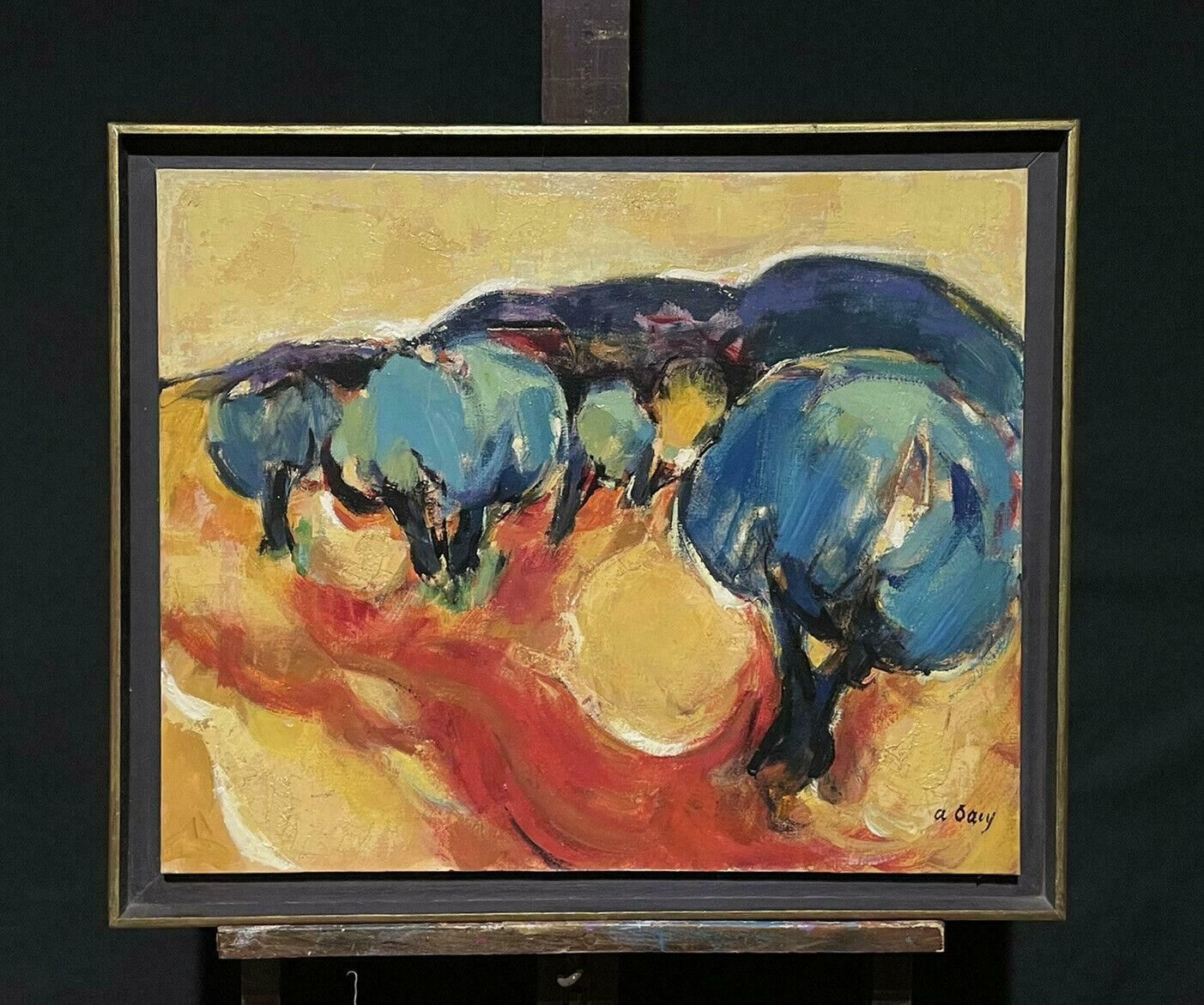 Unknownolive Trees In Manosque, Provence, Large French Modernist Signed Oil Painting photo furniture