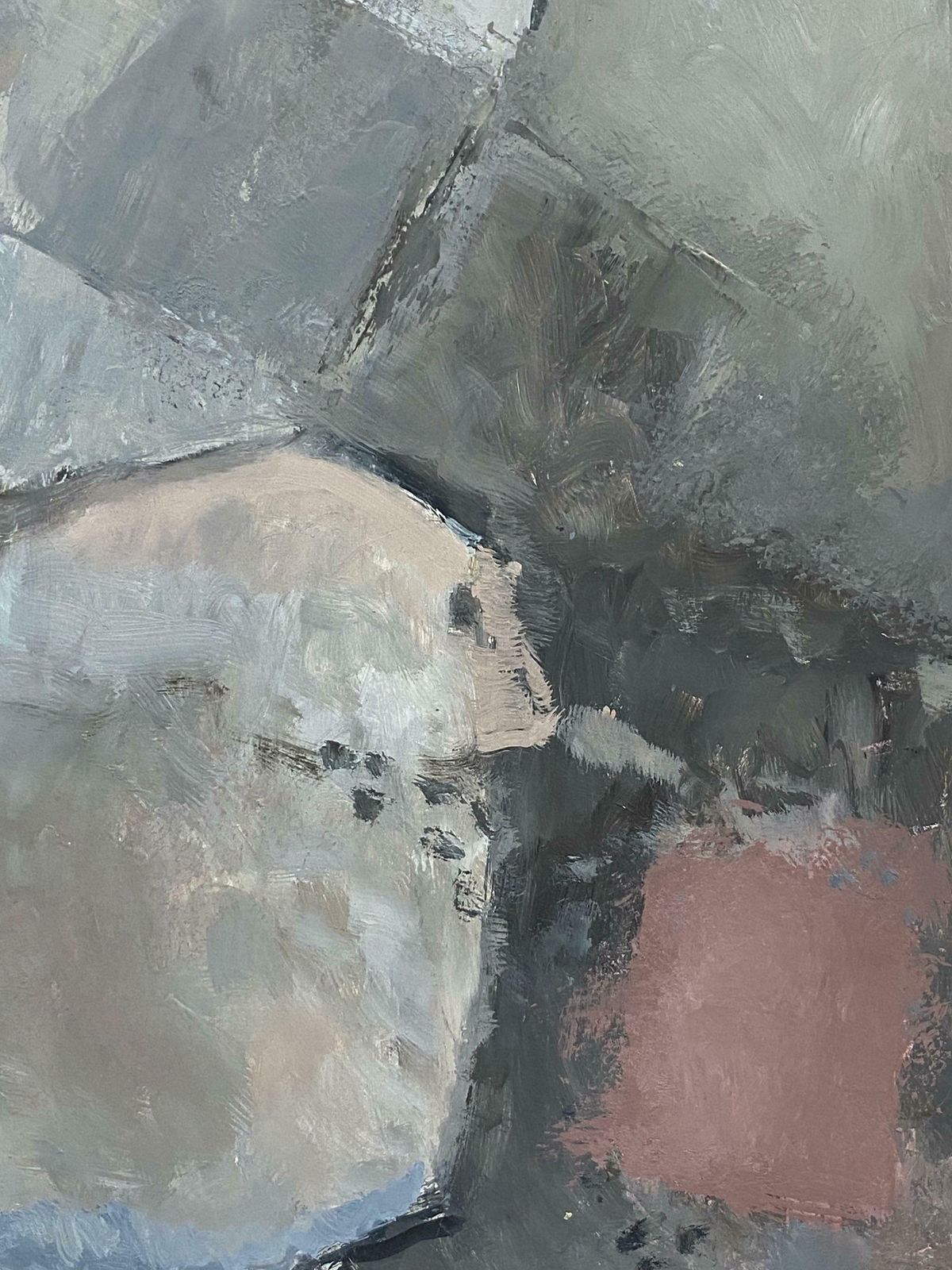 Yvette Dubois Habasqueabstract Expressionist Original Oil Painting   Grey & Pink Blocks2007 photo for sale