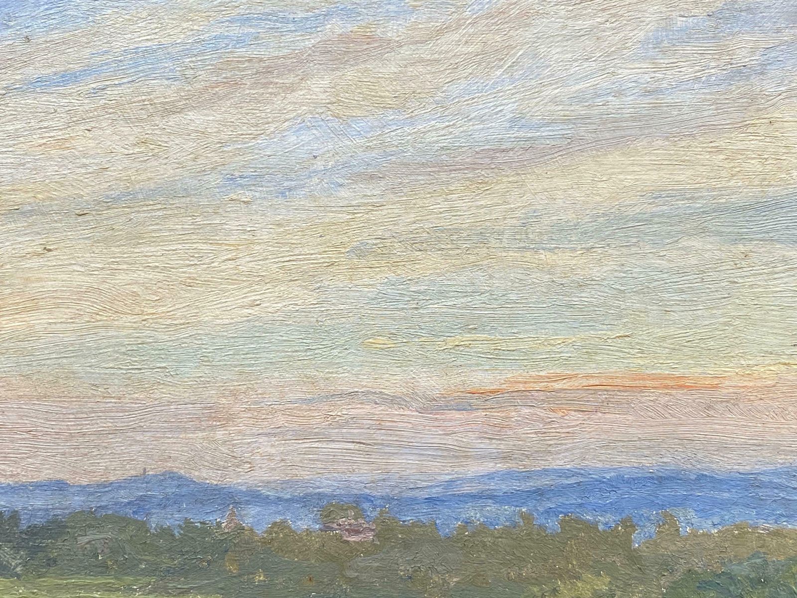Antique Englishearly 1900's English Impressionist Oil Painting Beautiful Sunset Landscape1900's photo Art