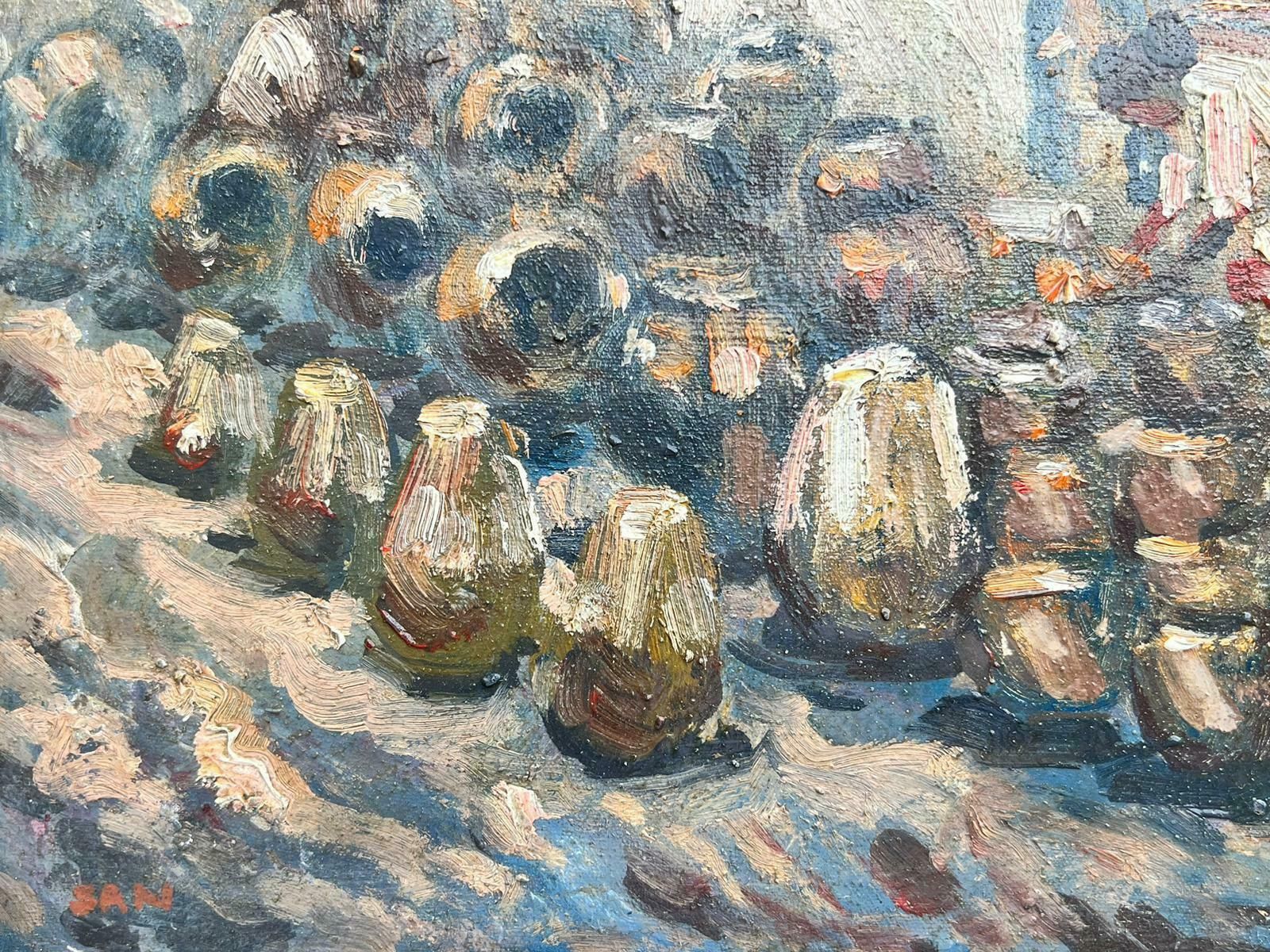 French School Mid 20th Century French Impressionist Oil Pot Seller At Market photo furniture