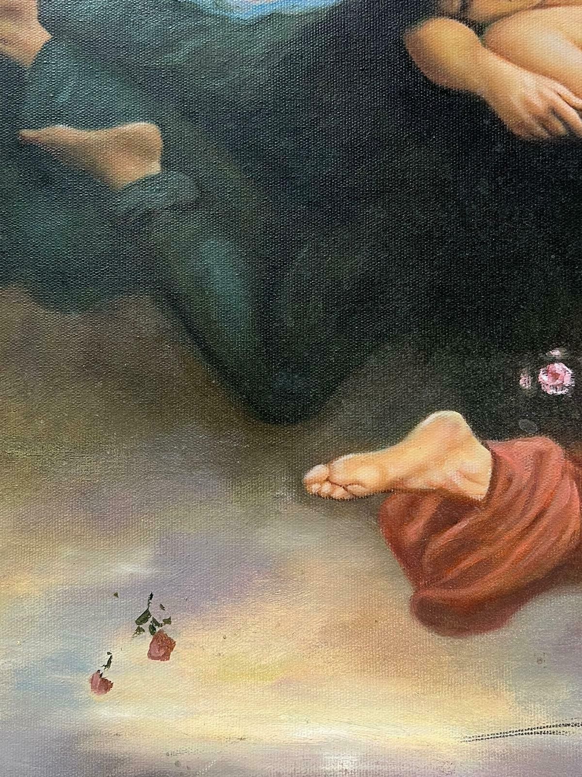 Classicallarge Mythological Classical Oil Painting Winged Angels With Naked Figure In Sky photo 1022.0