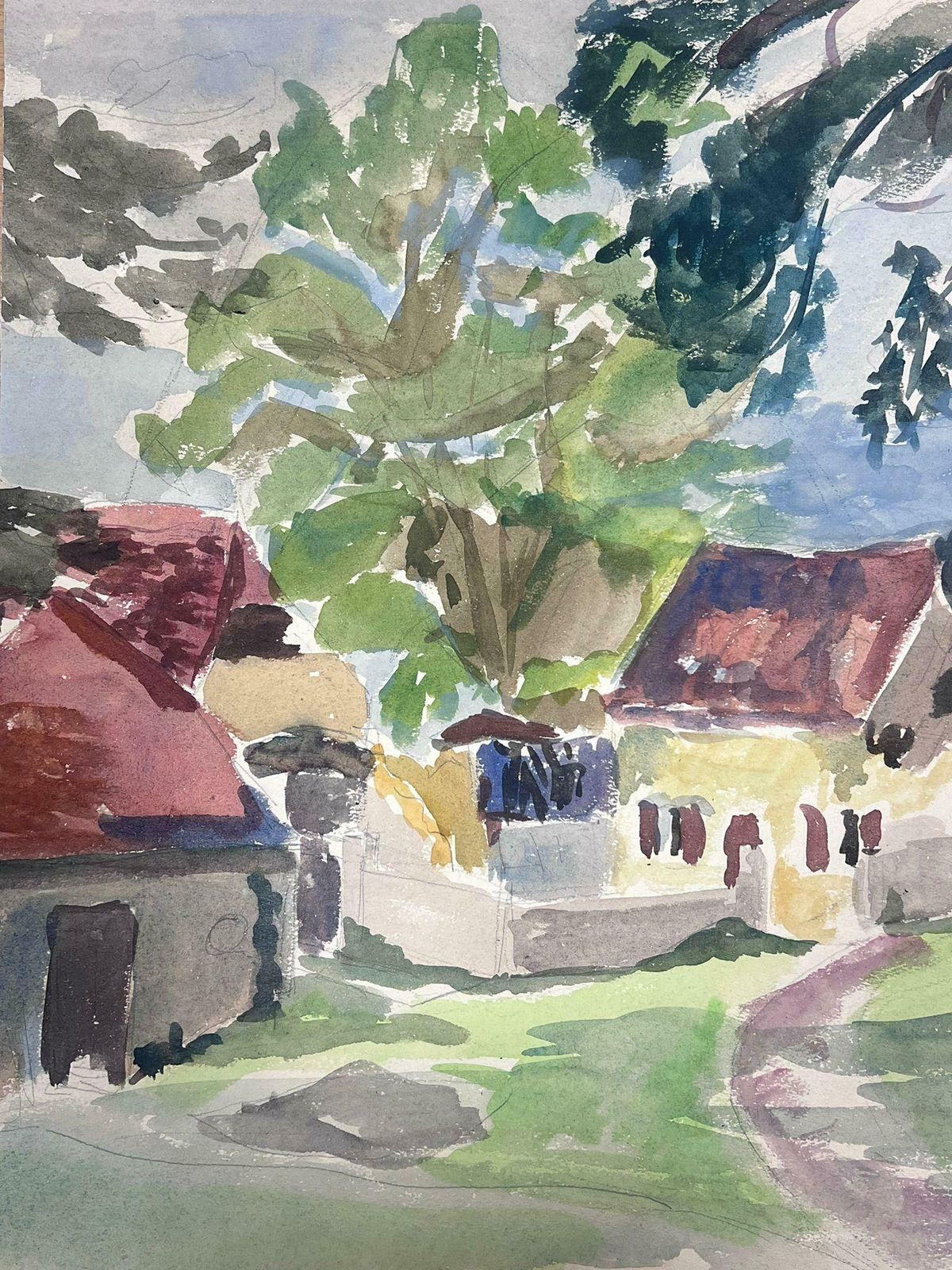 Guy Nicod Mid 20th Century French Post Impressionist Painting Coastal Track To Cottage photo for sale