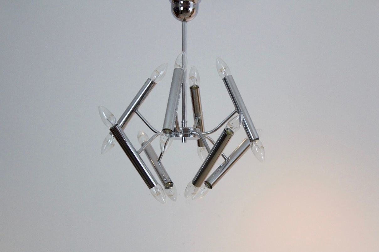 Geometrical Chrome Chandelier From Boulanger, 1960s photo furniture