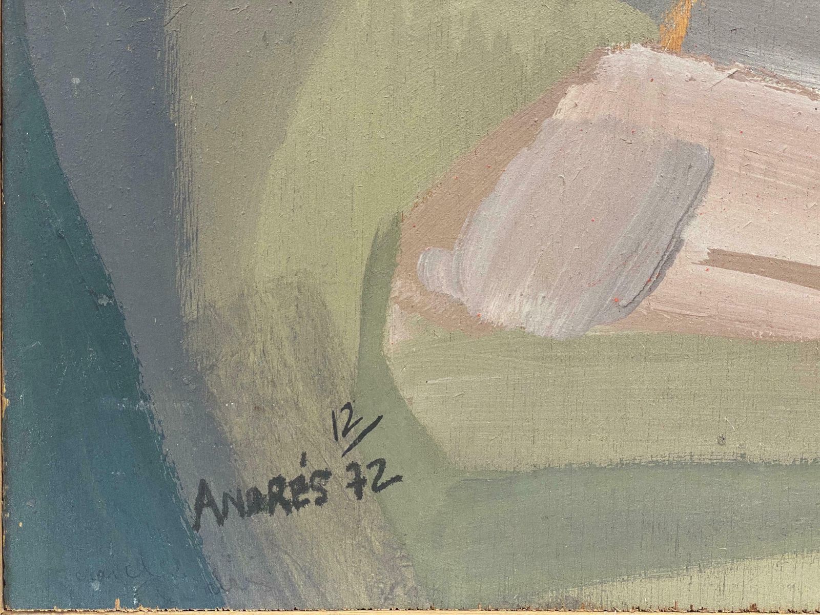 Andresfrench Surrealist Oil Painting Abstract Figurative Scene C. 1970s photo 970.0