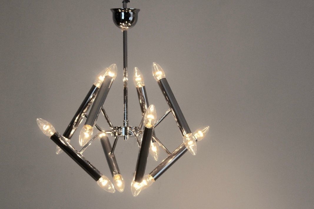 Geometrical Chrome Chandelier From Boulanger, 1960s photo buy
