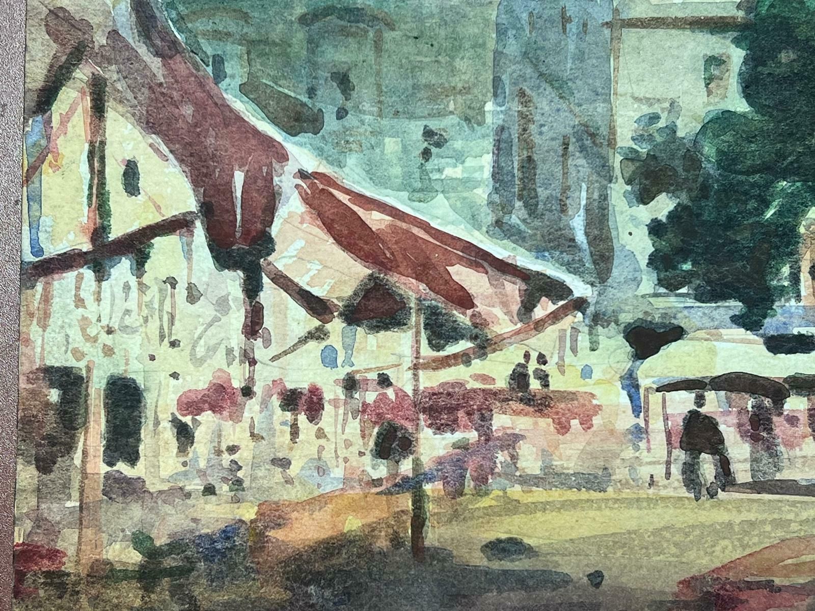 Maurice Mazeiliefrench Impressionist Watercolour Landscape Busy Town Market photo furniture