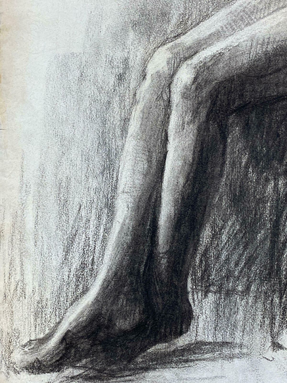 Unknown1920's French Charcoal Sketch Of Seated Nude Lady The Artists Model1920's photo 332.0