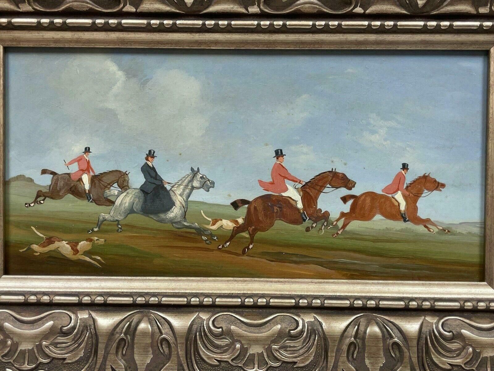 William Rowlandset Of 4 Original British Oil Paintings   Hunting Scenes   Oils On Panel Framed photo vinterior