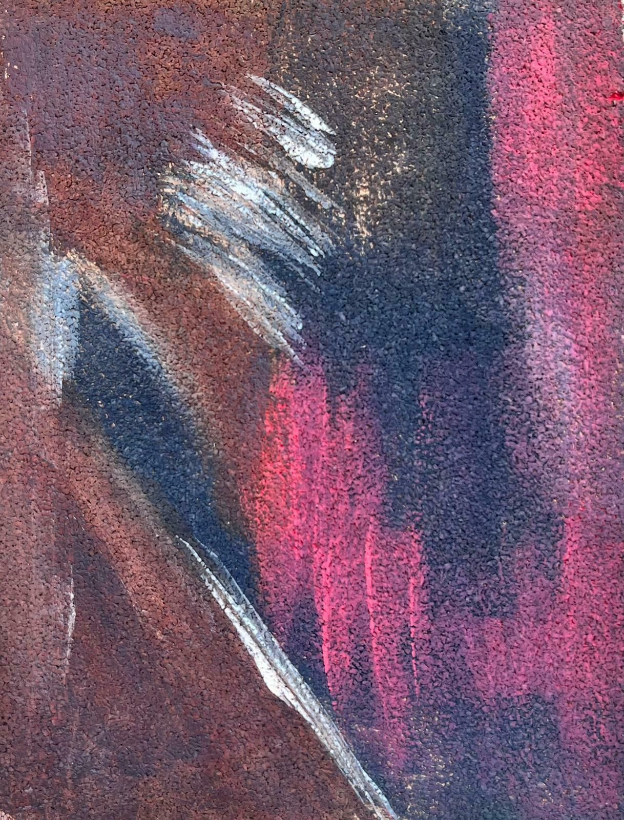 French School1960's French Expressionist Painting Blur Of Reds Blacks And White Colors