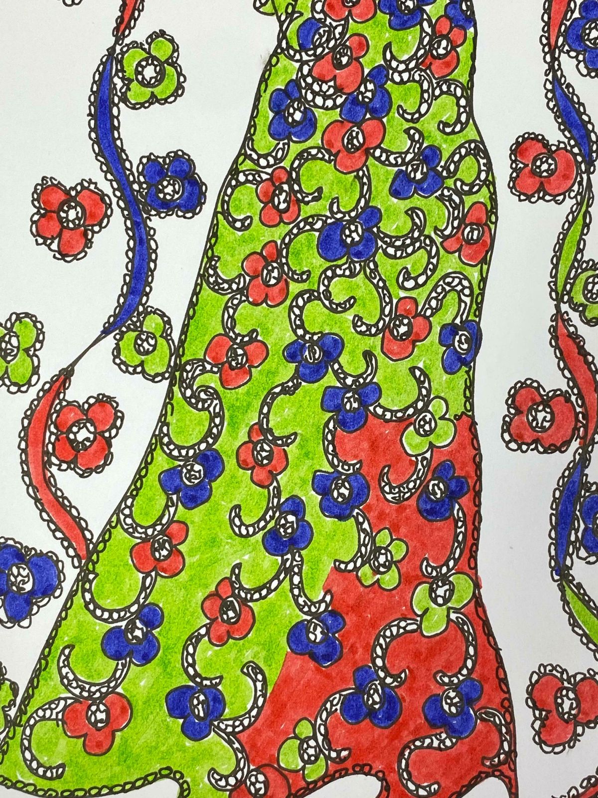 Roz Jenningsoriginal Fashion Design Illustration Watercolor Painting Laura Ashley Designerc. 2000's photo 101.0