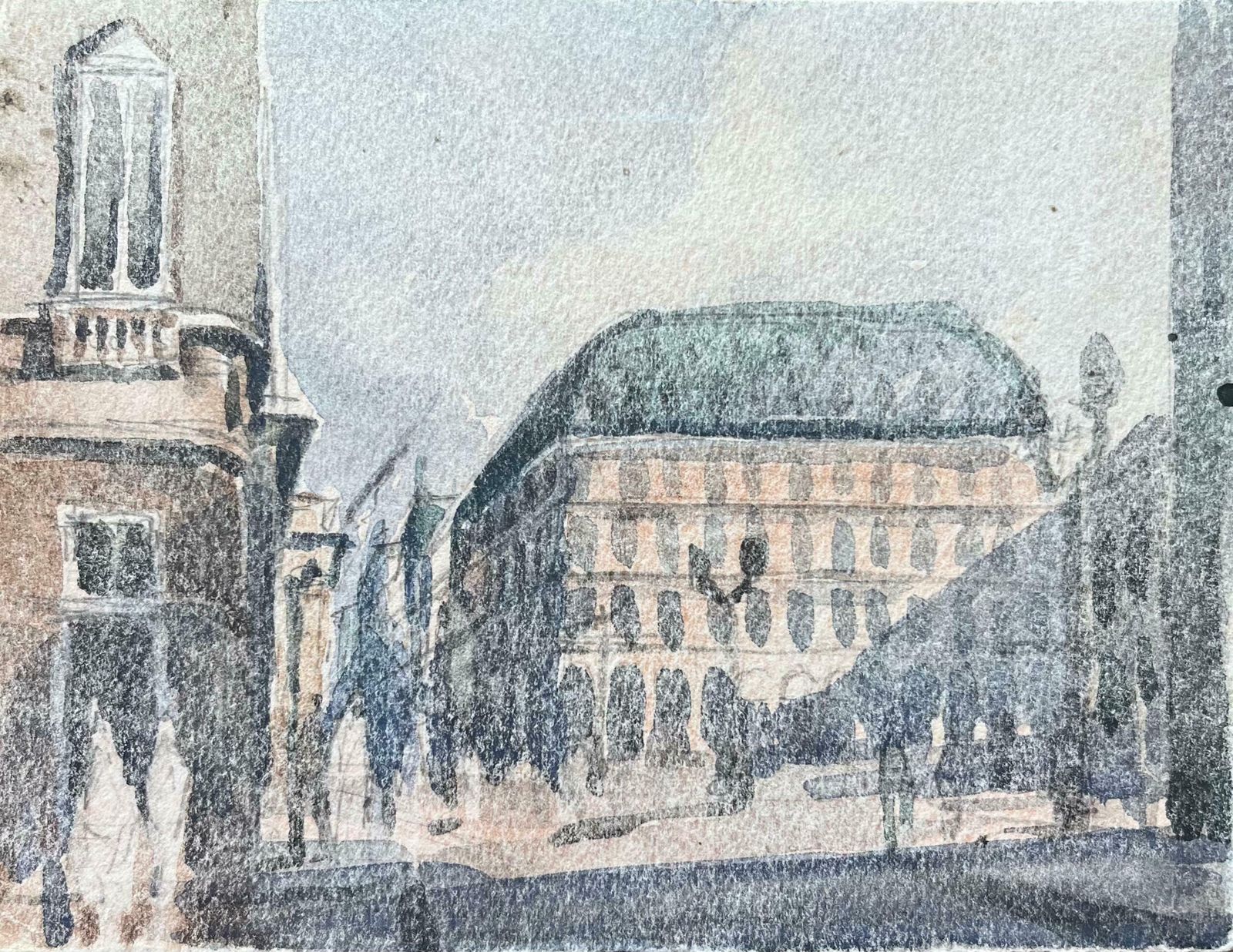 Maurice Mazeiliefrench Impressionist Watercolor Of Sunlit Parisian Street Scene20th Century