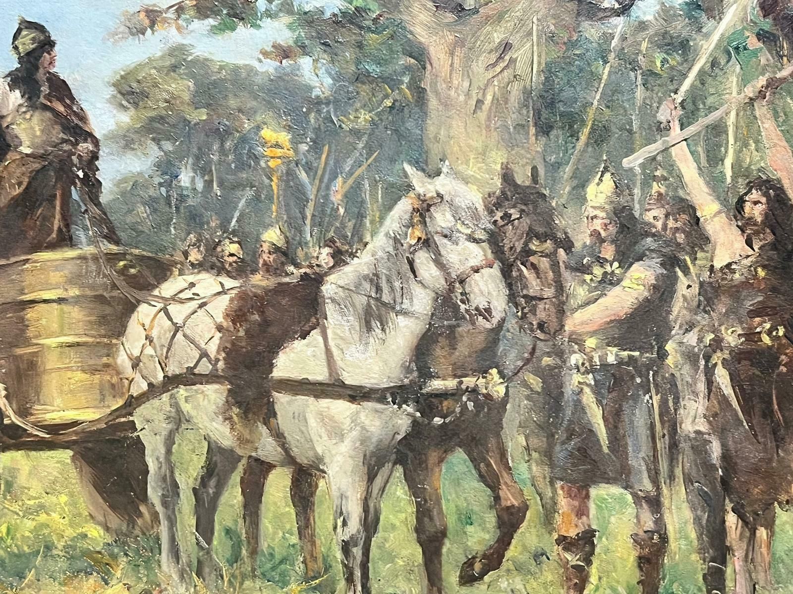 Antique English Antique Victorian English Romans Ready For Battle Horse & Cart Landscape photo furniture