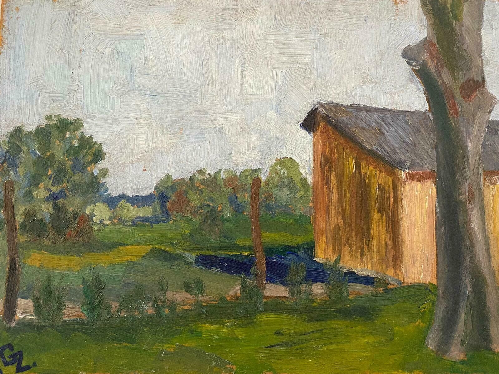 Genevieve Zondervan (1922 2013)genevieve Zondervan (1922 2013) 20th C. French Oil Painting   Building In Fieldsc. 1990's