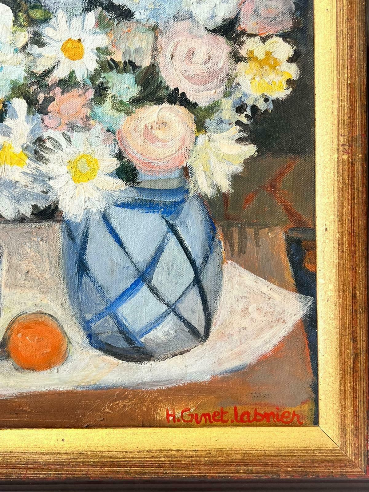 Huguette Ginet Lasnier Flowers In Vase French Modernist Signed & Framed Oil Painting On Canvasc. 2000's photo 812.0