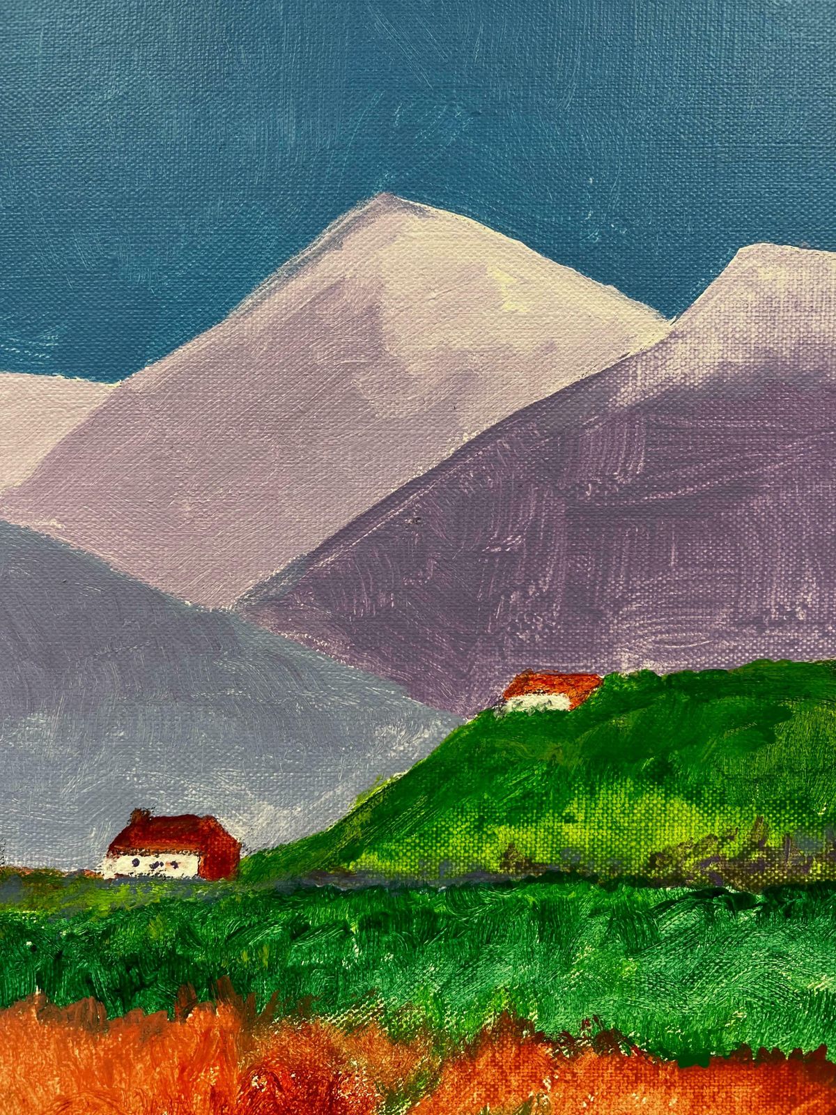 20th Century French Schoolcontemporary British Abstract Painting Light Open Field Mountain Landscape photo for sale