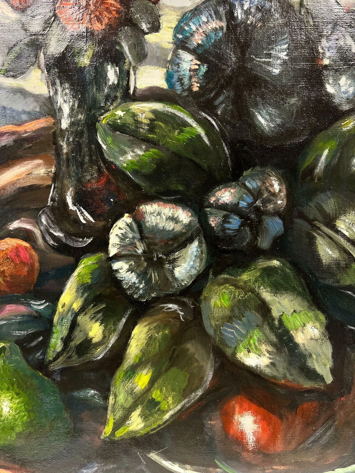 French School1940's French Modernist Signed Oil Pears & Flowers, Monte Carlo Show Exhibited1944 photo for sale