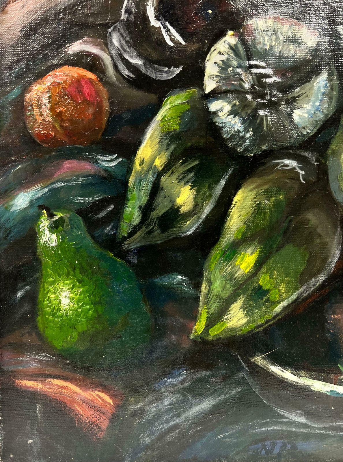 French School1940's French Modernist Signed Oil Pears & Flowers, Monte Carlo Show Exhibited1944 photo vinterior