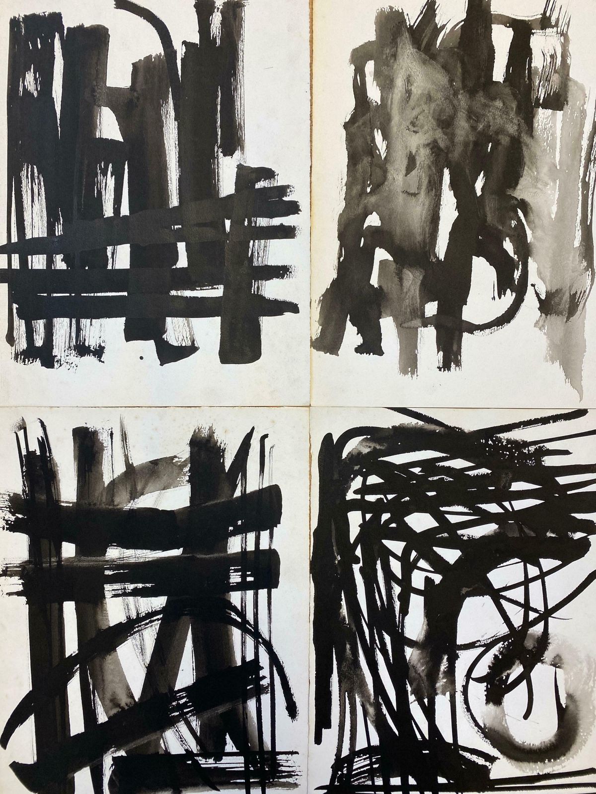 Claude Lagoucheset Of 4   Original 1970's French Abstract Black & White Paintingsc. 1970's photo furniture