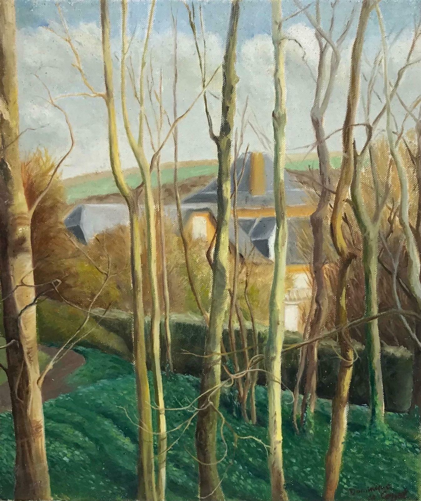 20th Century French Schoolsigned French Impressionist Oil Woodland Landscape With Trees In Valley