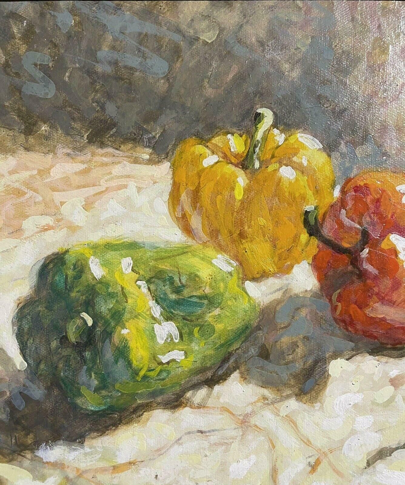 Unknown20th Century French Signed Oil   Red Green & Yellow Peppers Still Life20th Century photo for sale
