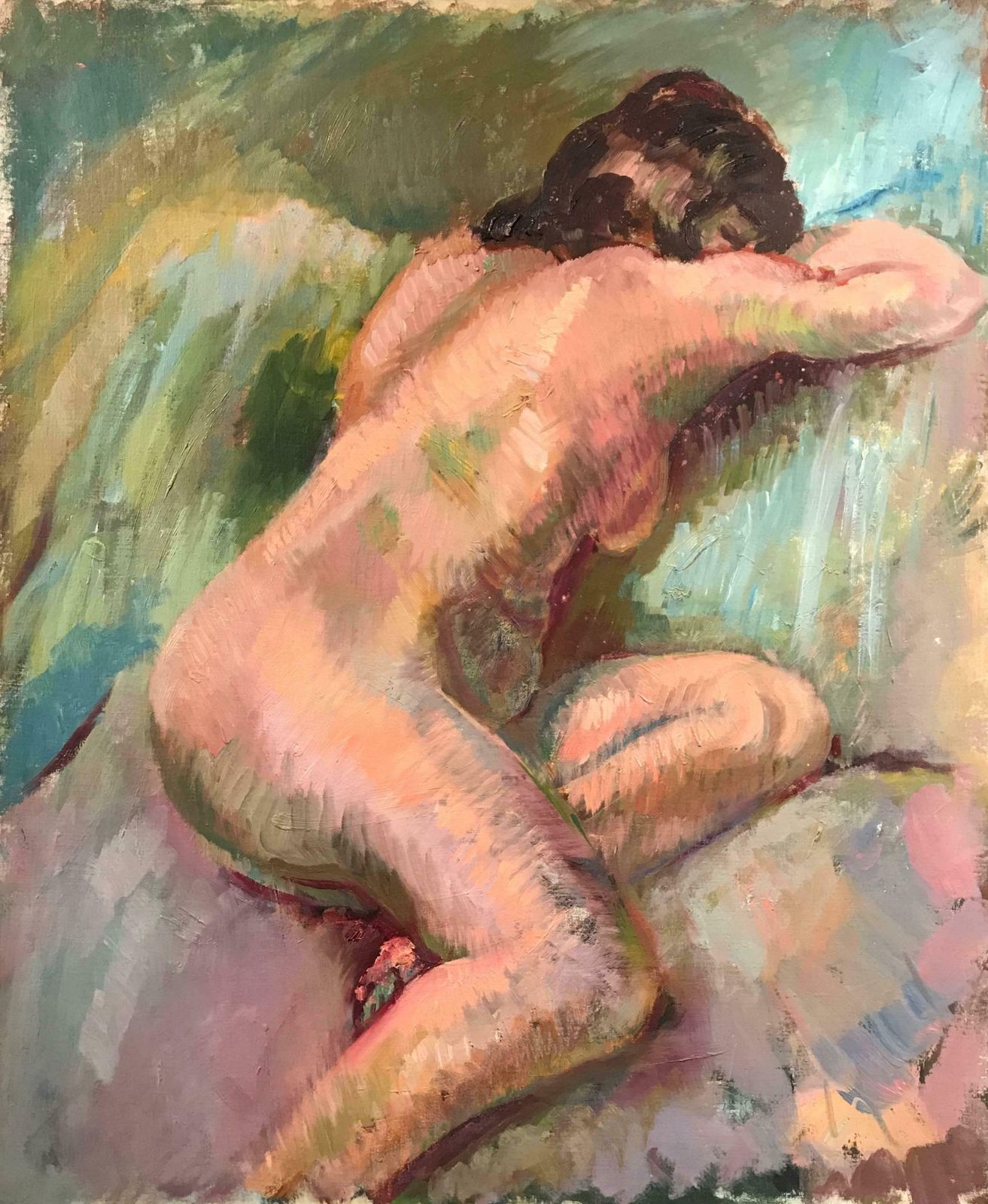 Unknownmid 20th Century British Oil Painting The Nude Modelc. 1950's