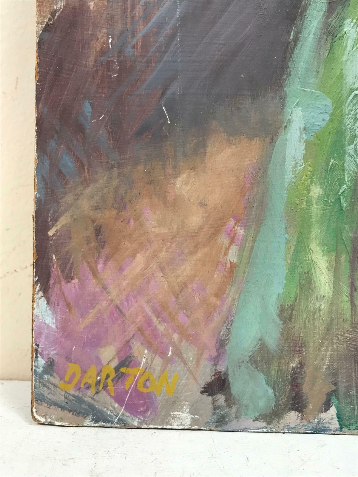 Beryl Darton 1960's British Original Impressionist Oil Painting Figure On Chair In Greenc. 1960's photo vinterior