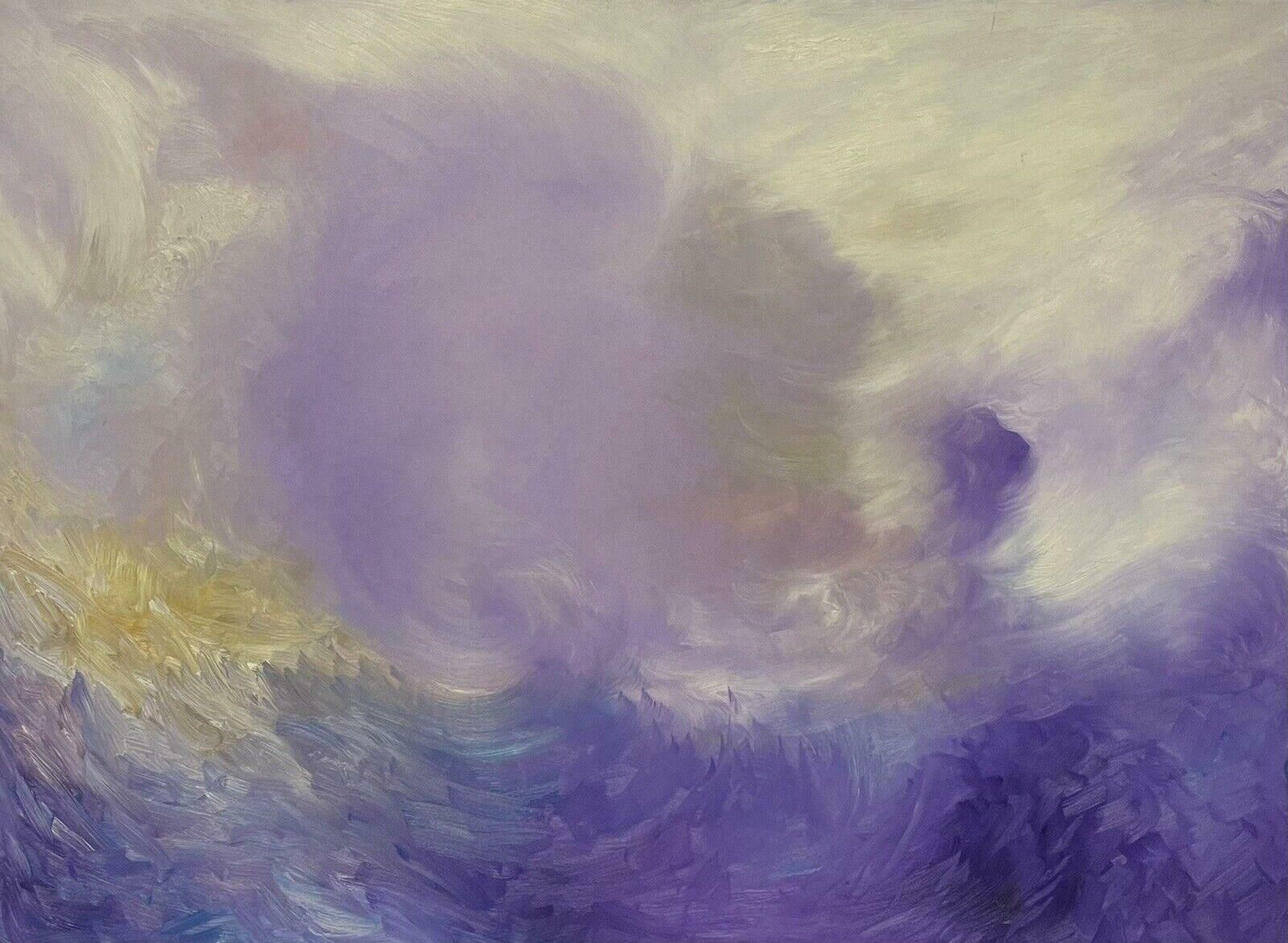 French Schoolhuge French Abstract Painting Purple Golden Clouds Swirling