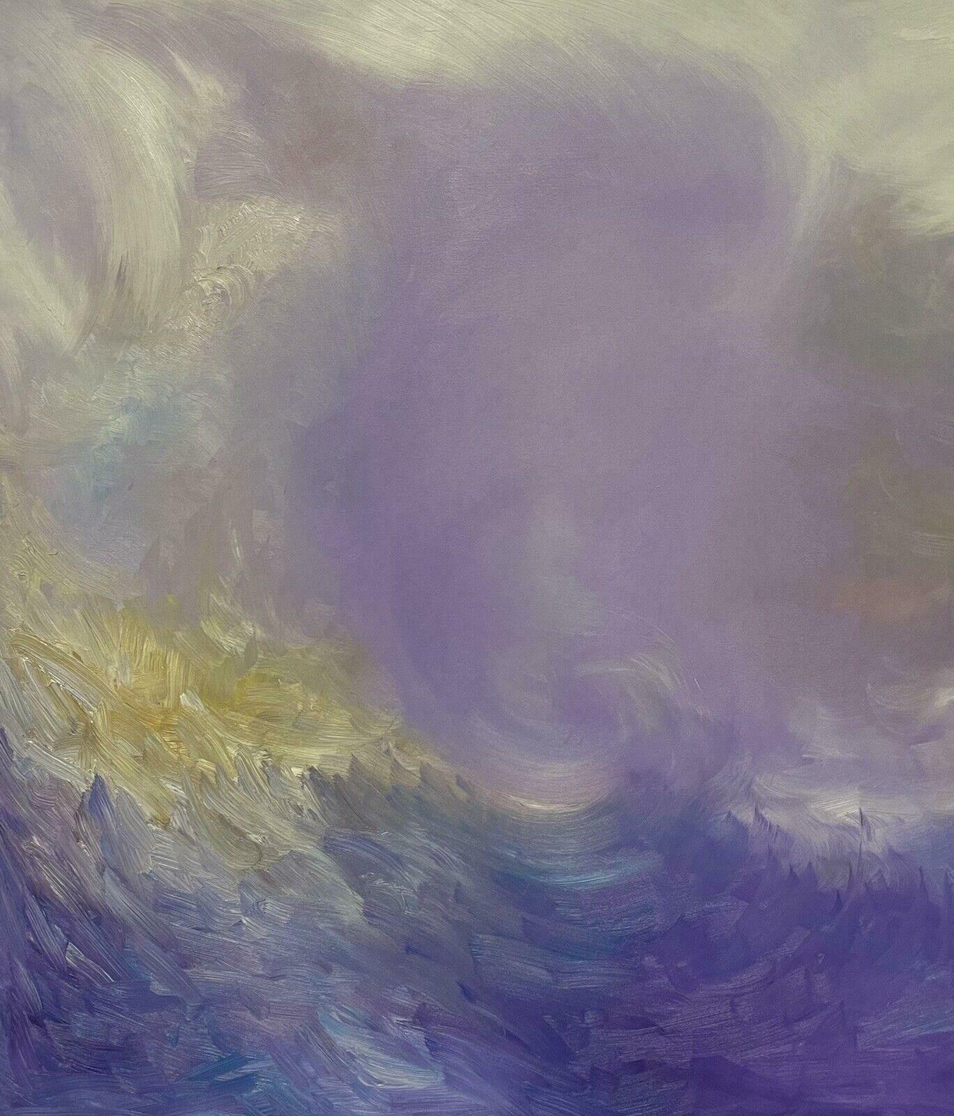 French Schoolhuge French Abstract Painting Purple Golden Clouds Swirling photo for sale