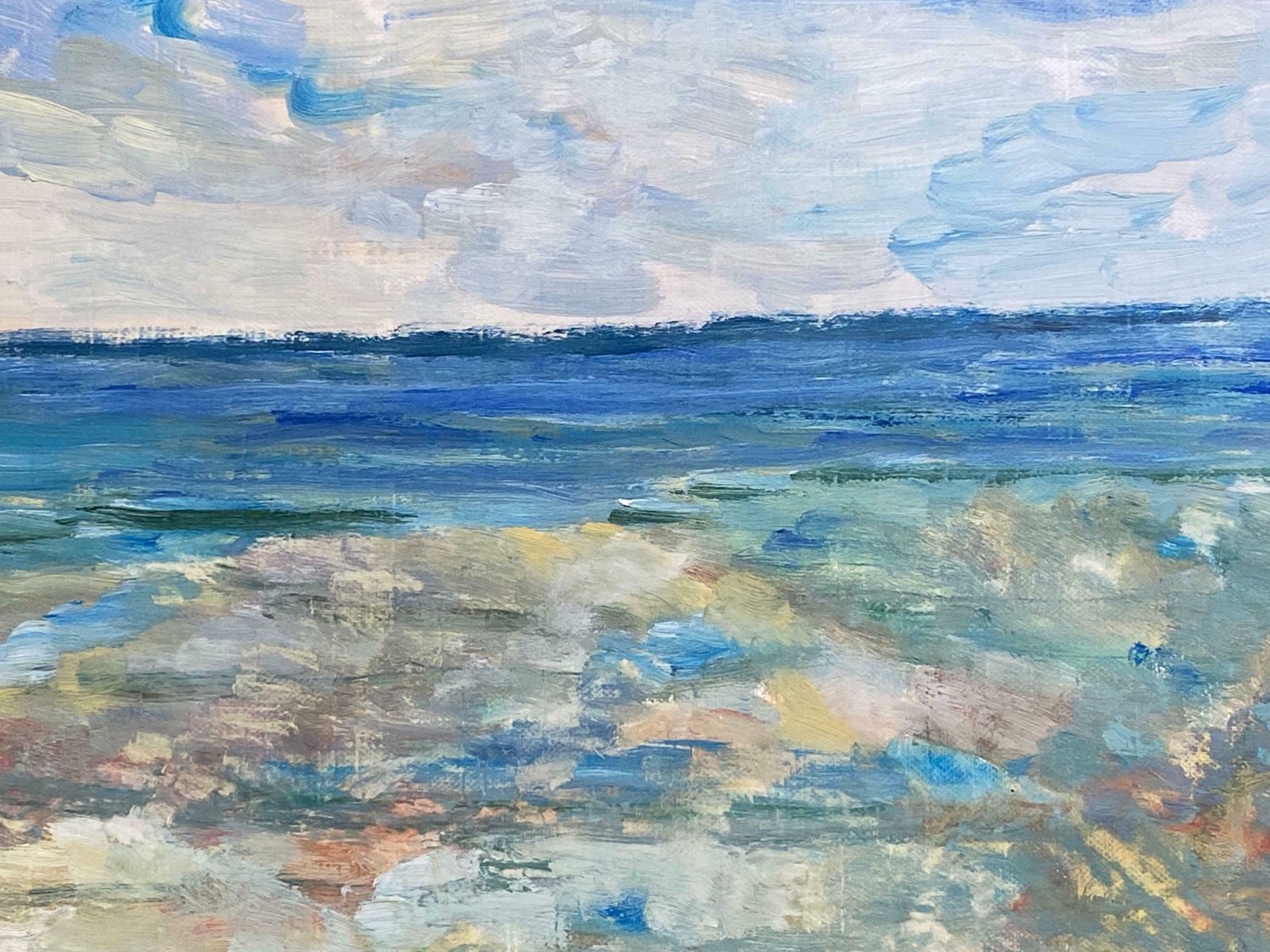 Unknown20th Century French Impressionist Oil Painting   Fresh Blue Seaslate 20th Century photo Art