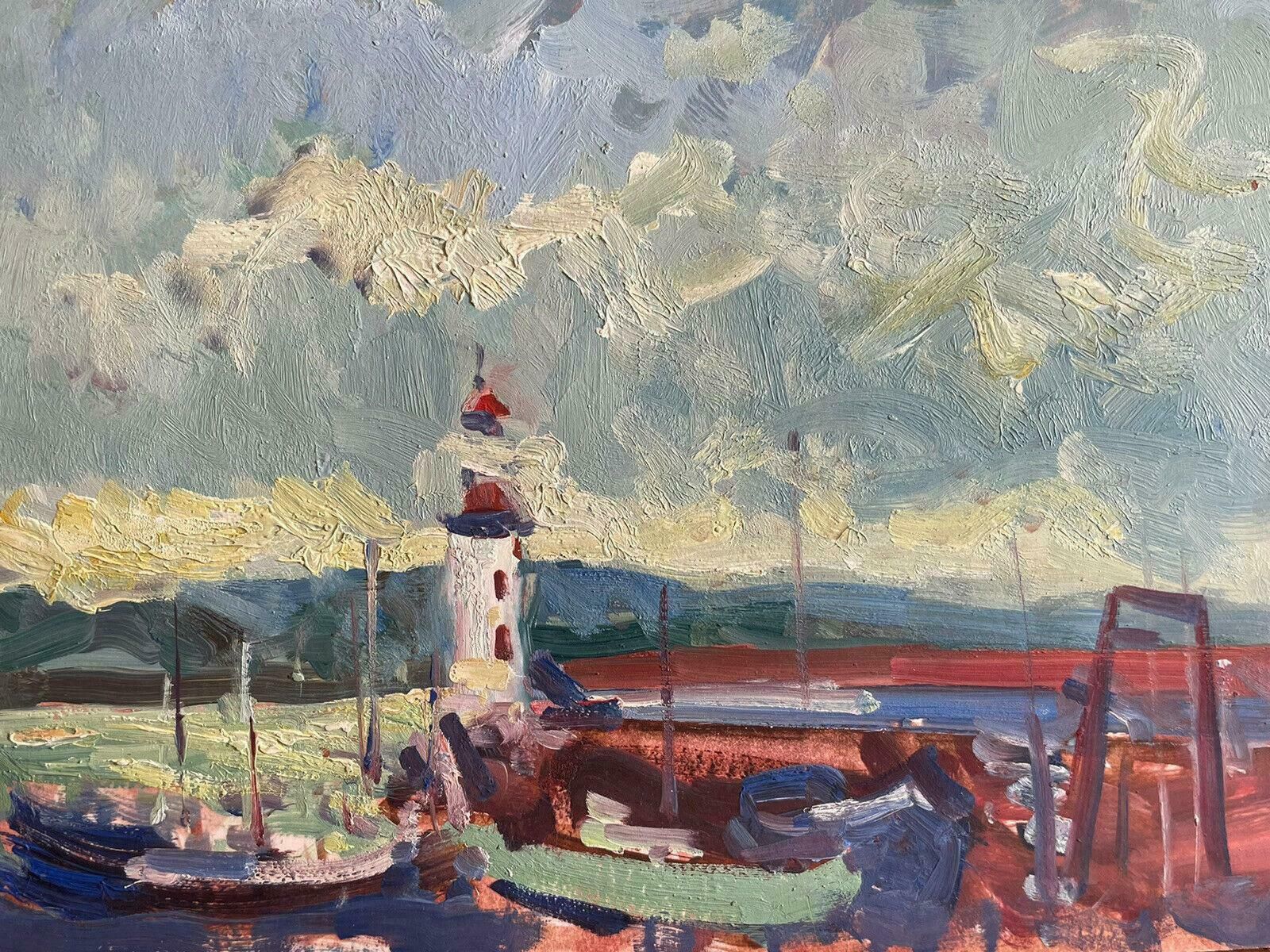 Maurice Mazeiliemaurice Mazeilie   French Impressionist Signed Oil   Brittany Harbour Lighthouse