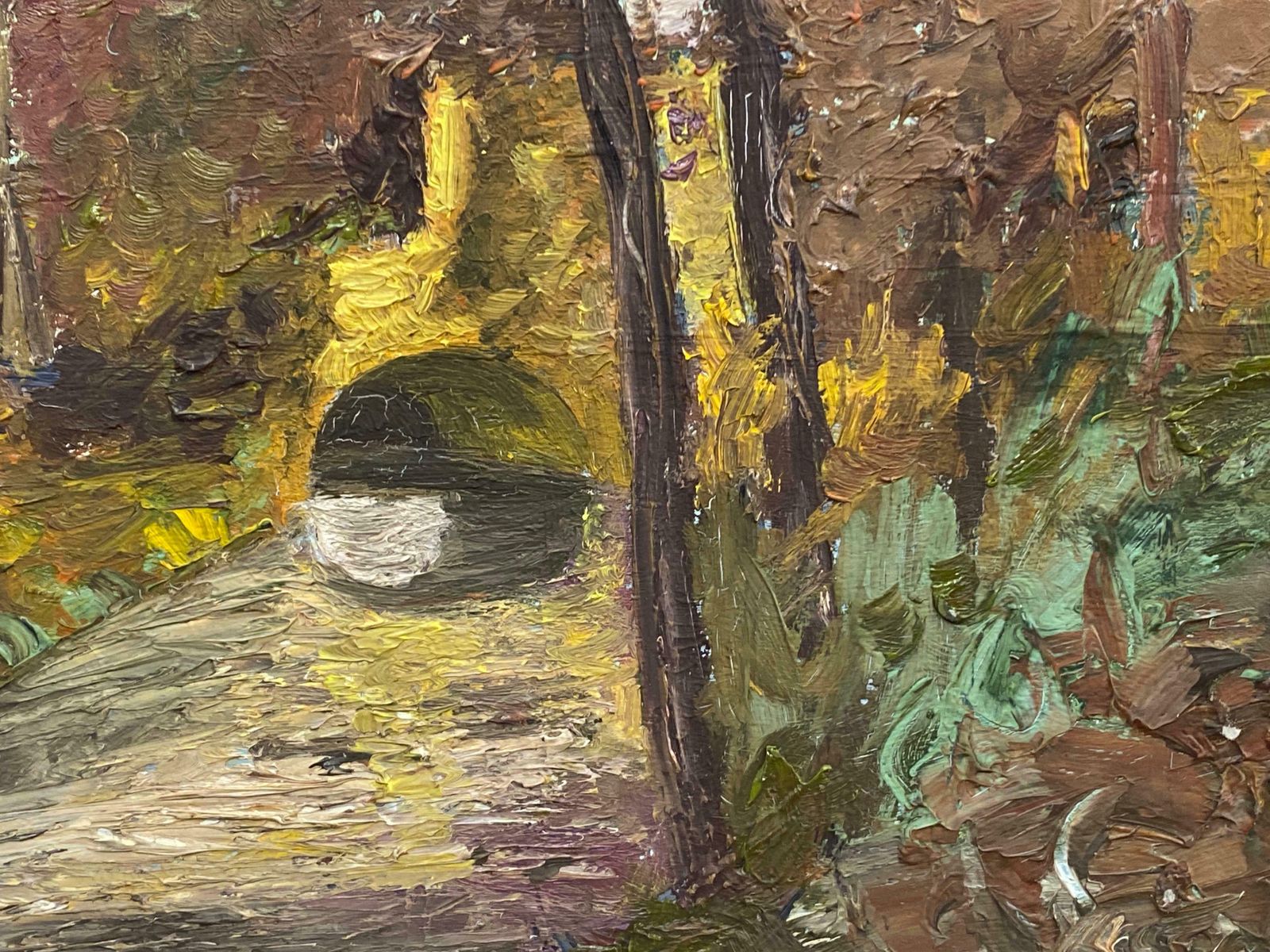 Fernand Audetfernand Audet (1923 2016) French Impressionist Oil   Bridge In Woodsc. 1950's photo Art