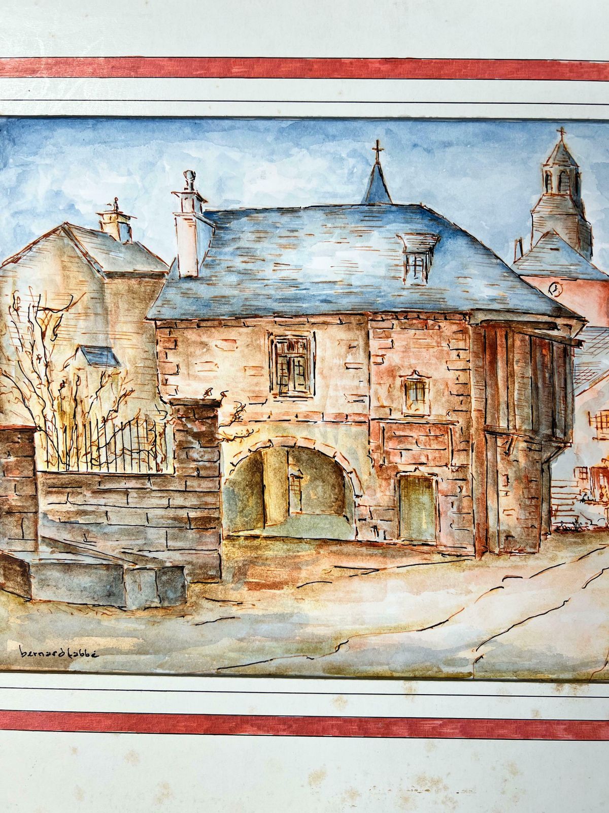 Bernard Labbe1950's Modernist/ Cubist Painting   French Urban Town Landscape1950's photo furniture