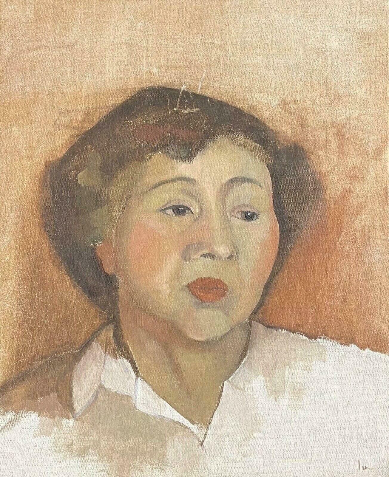 Unknownmid 20th Century French Portrait Sketch Of Young Woman   Oil On Canvas