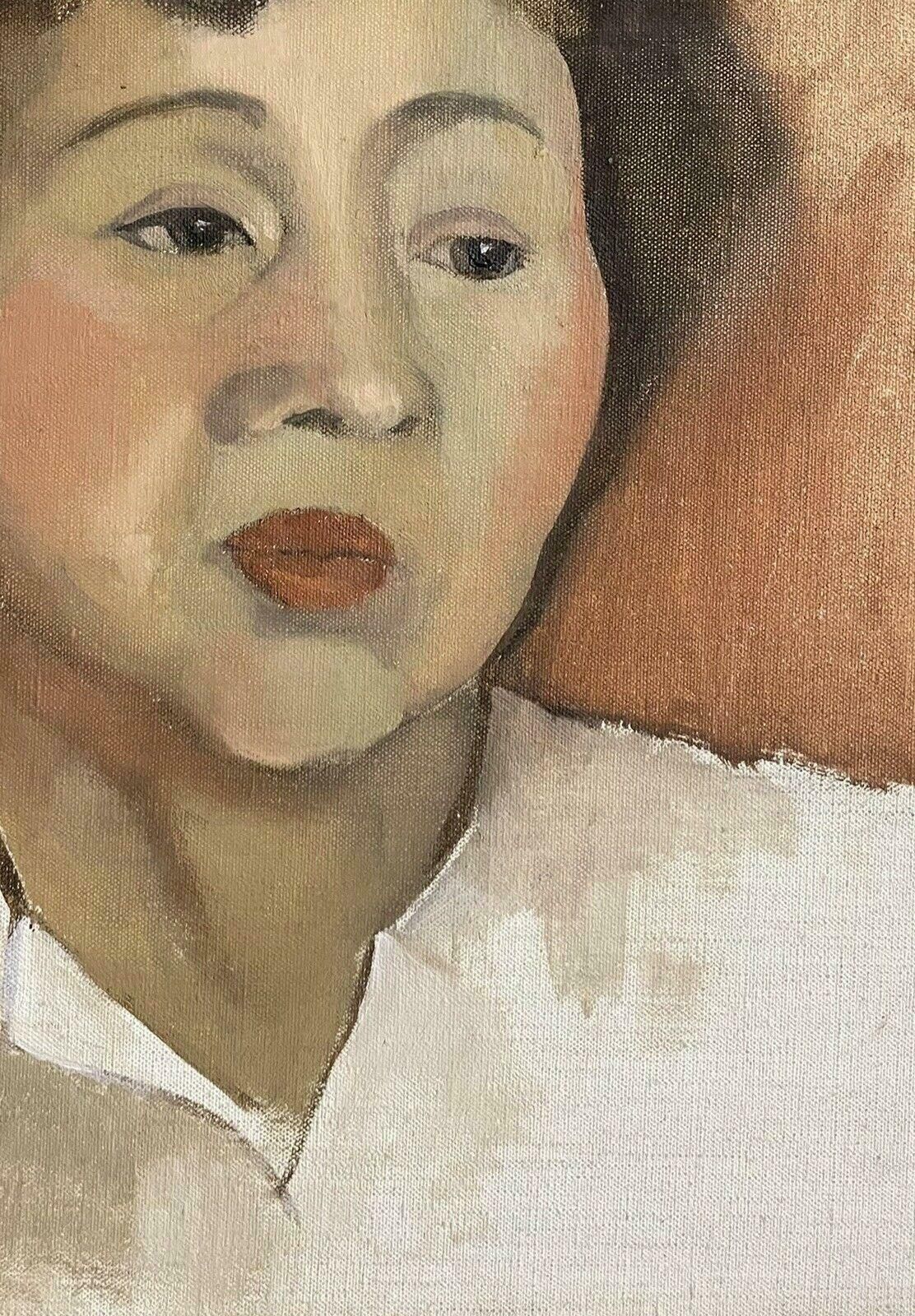 Unknownmid 20th Century French Portrait Sketch Of Young Woman   Oil On Canvas photo 506.0