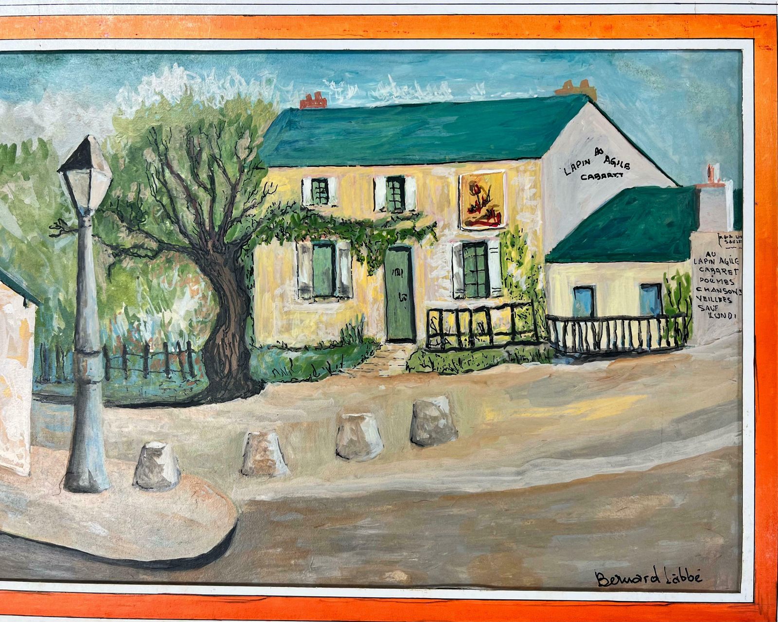 Bernard Labbe1950's Modernist/ Cubist Painting   View Of The French Pub1950's photo furniture