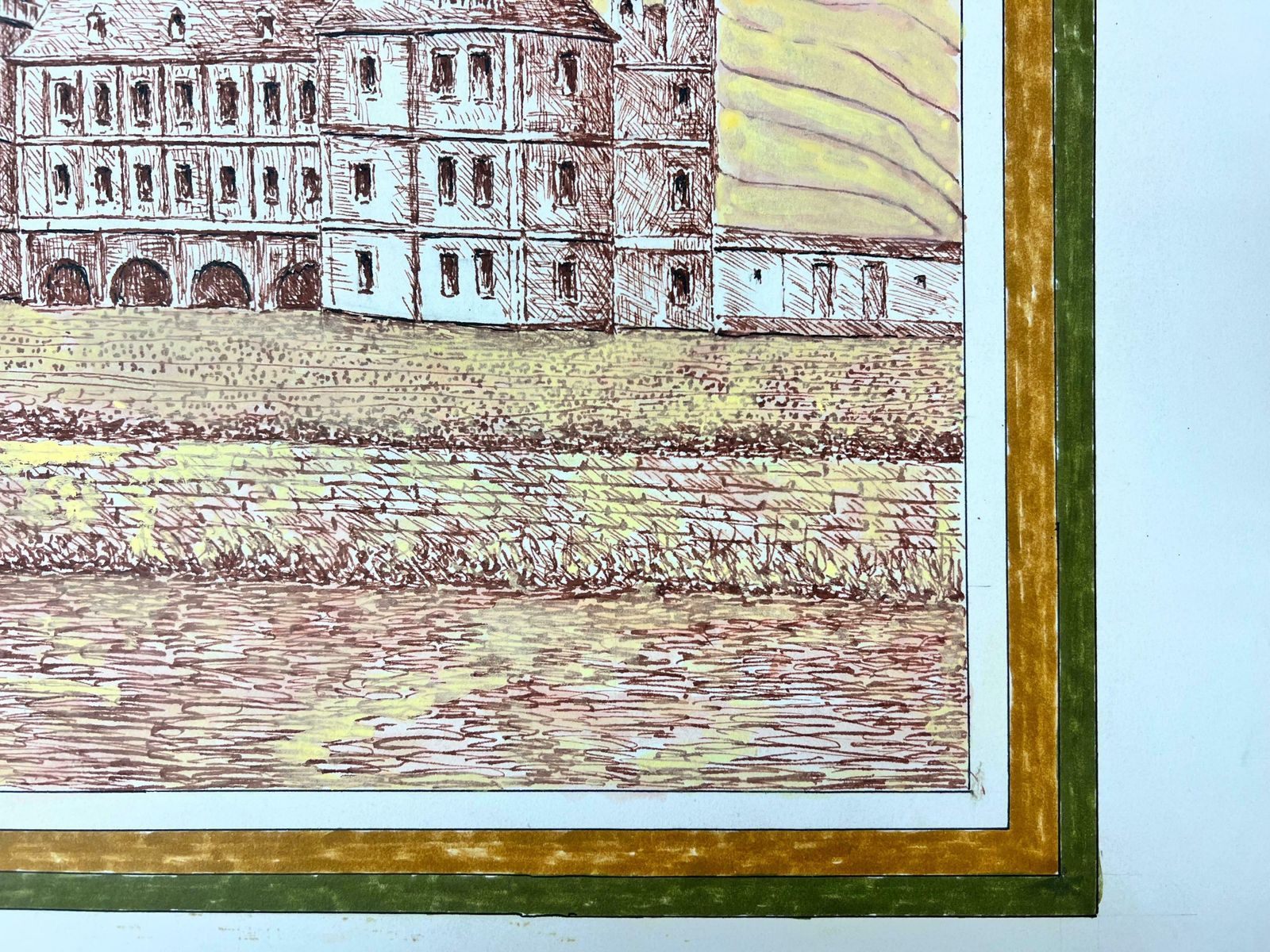 Bernard Labbe1950's Modernist/ Cubist Painting   Large French Chateau 1950's photo 512.0