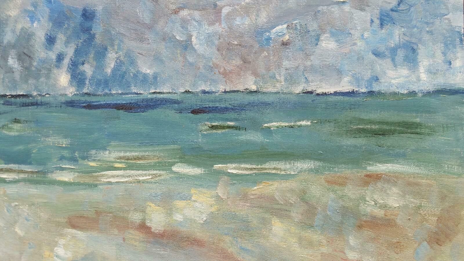 Unknown20th Century French Oil Painting A Storm Over The Sealate 20th Century