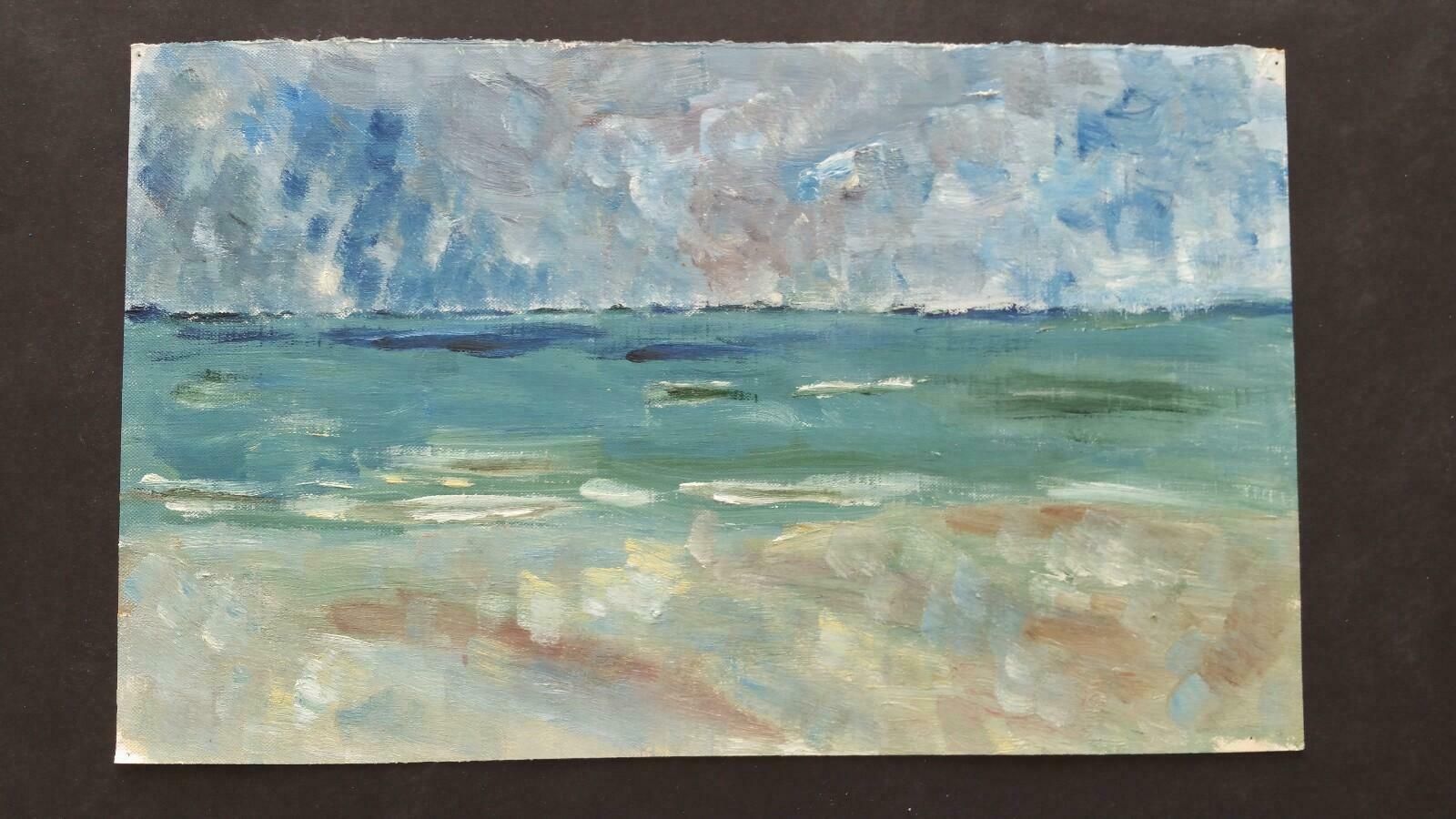 Unknown20th Century French Oil Painting A Storm Over The Sealate 20th Century photo furniture