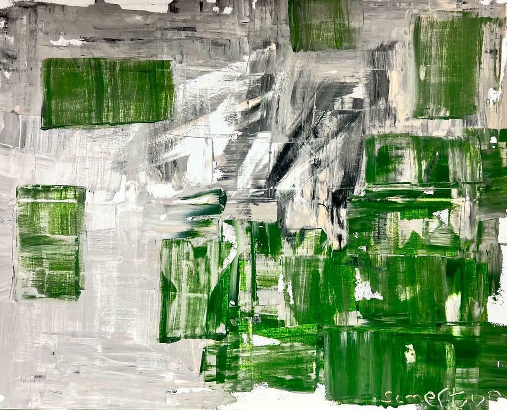Robert Somertongreen Black White Grey Huge British Expressionist Abstract Original Paintingc. 2023