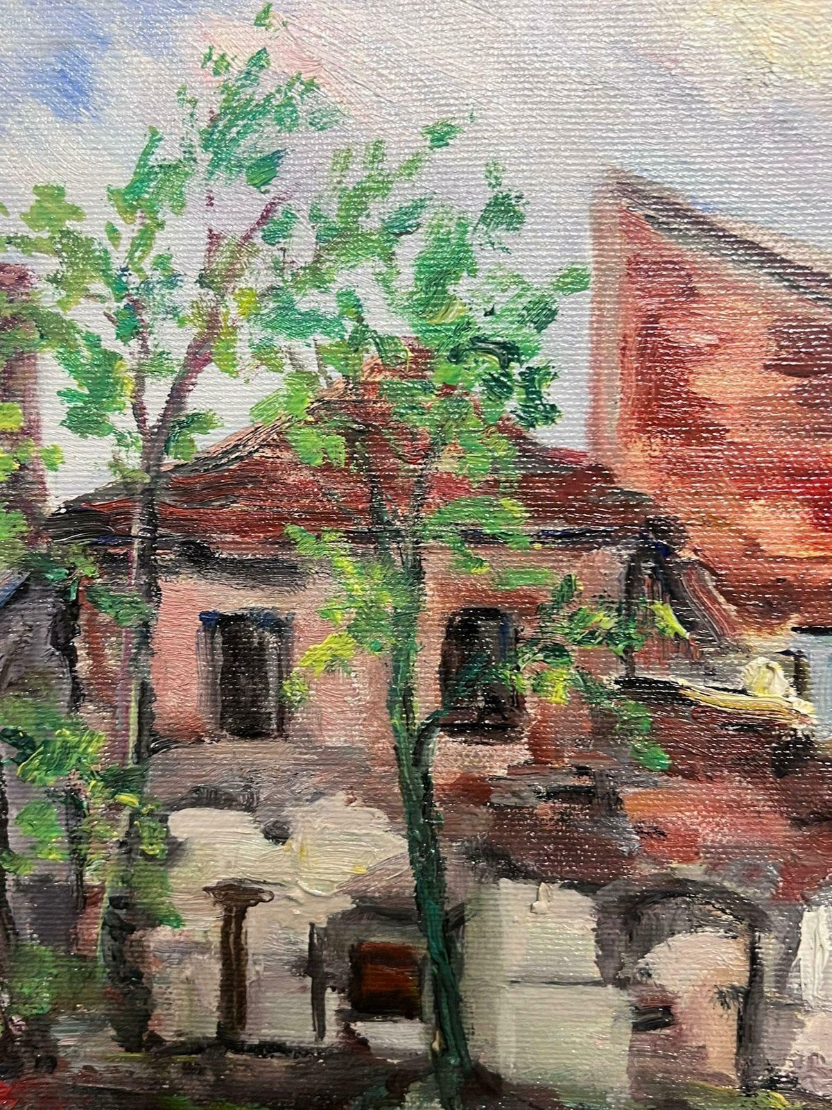 Regine Davidmid 20th Century 1950's French Post Impressionist Oil Roanne Town Buildings View1950's photo vinterior