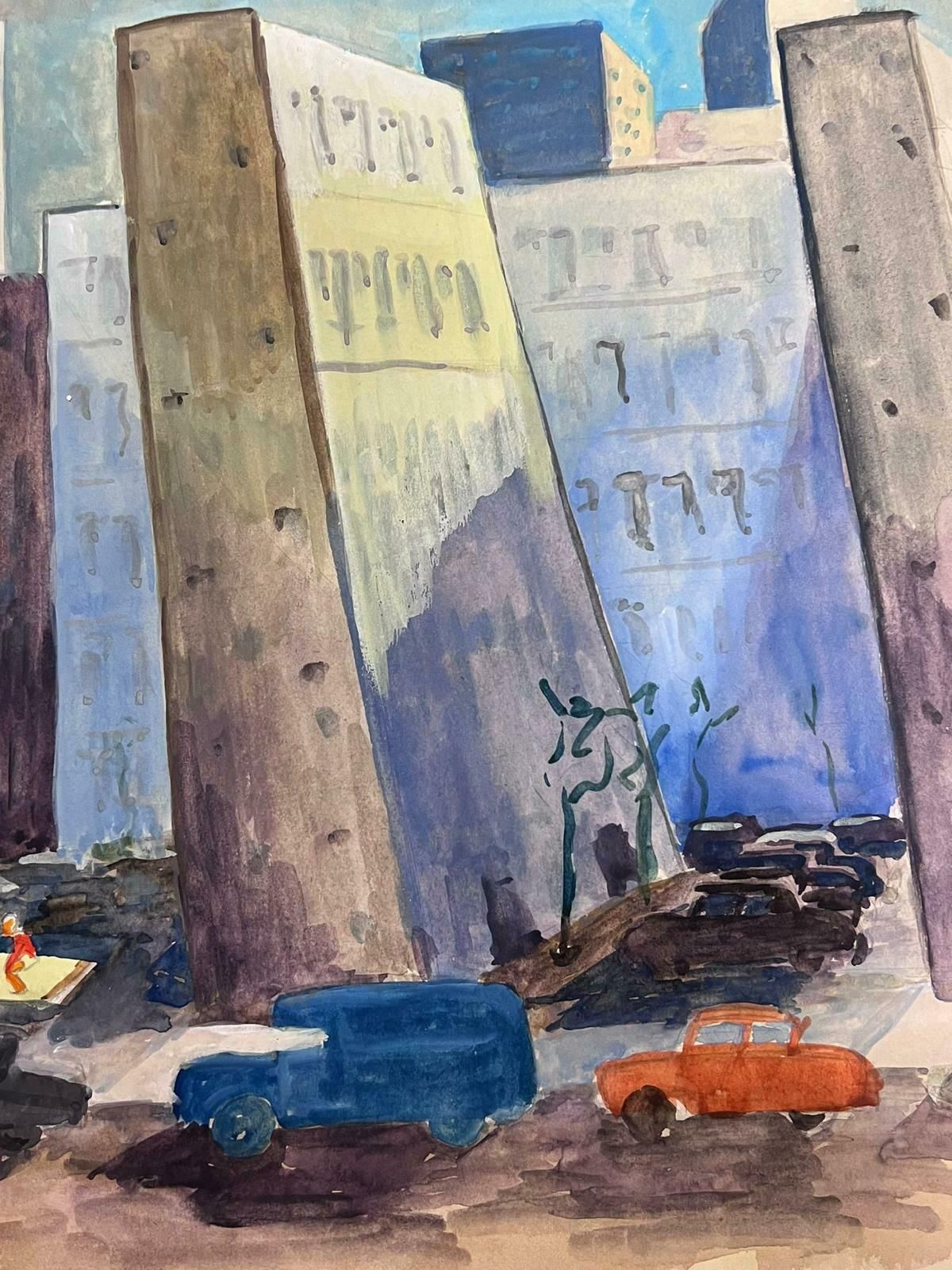 Guy Nicod City Skyscrapers Abstract French 20th Century Painting photo Art