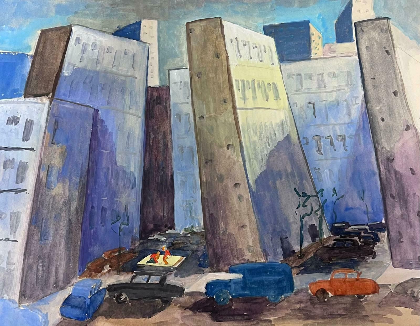 Guy Nicod City Skyscrapers Abstract French 20th Century Painting photo 751.0