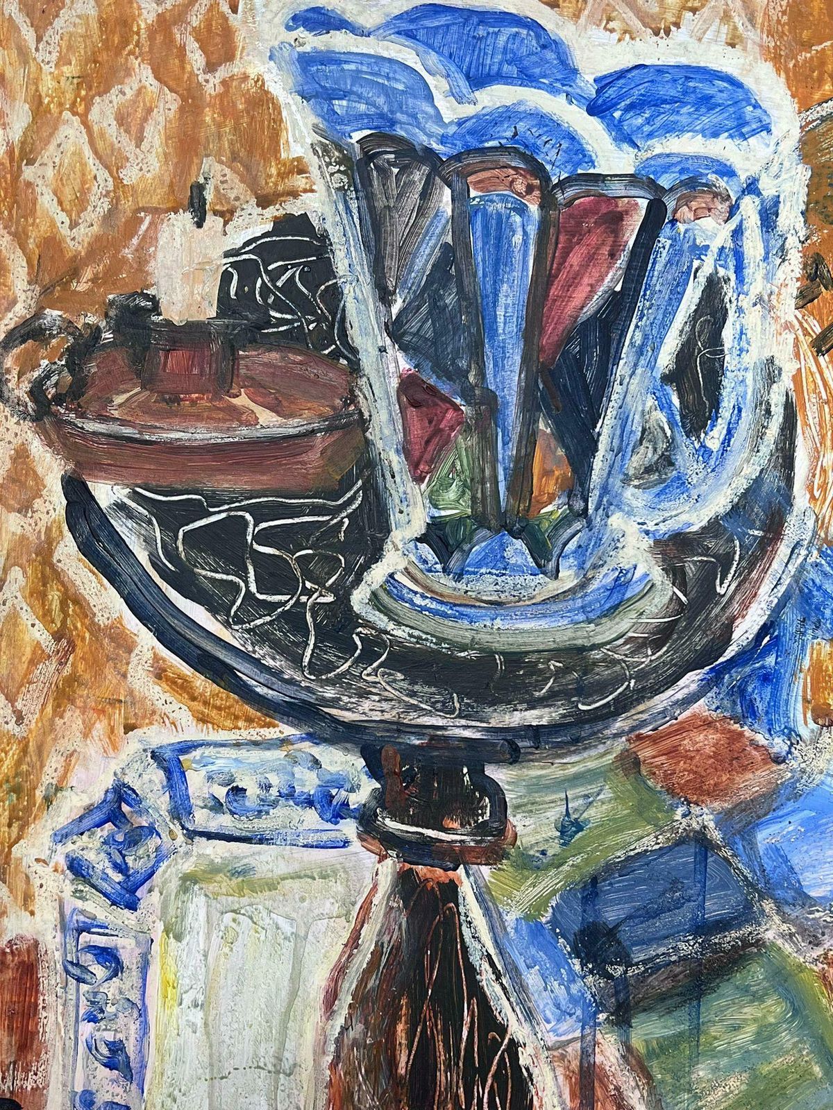 Helen Greenfieldbritish Modernist Oil Painting Still Life Two Jugs In Abstract Interior photo Art