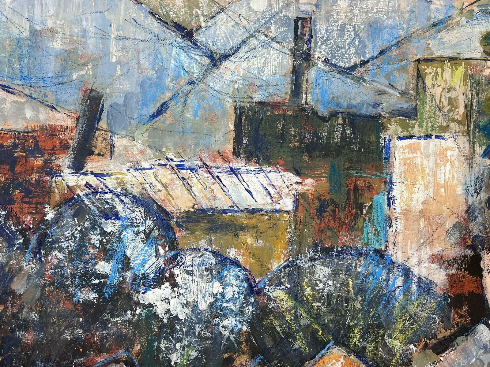 Helen Greenfield20th Century British Modernist Abstract Painting Town Roof Tops photo Art