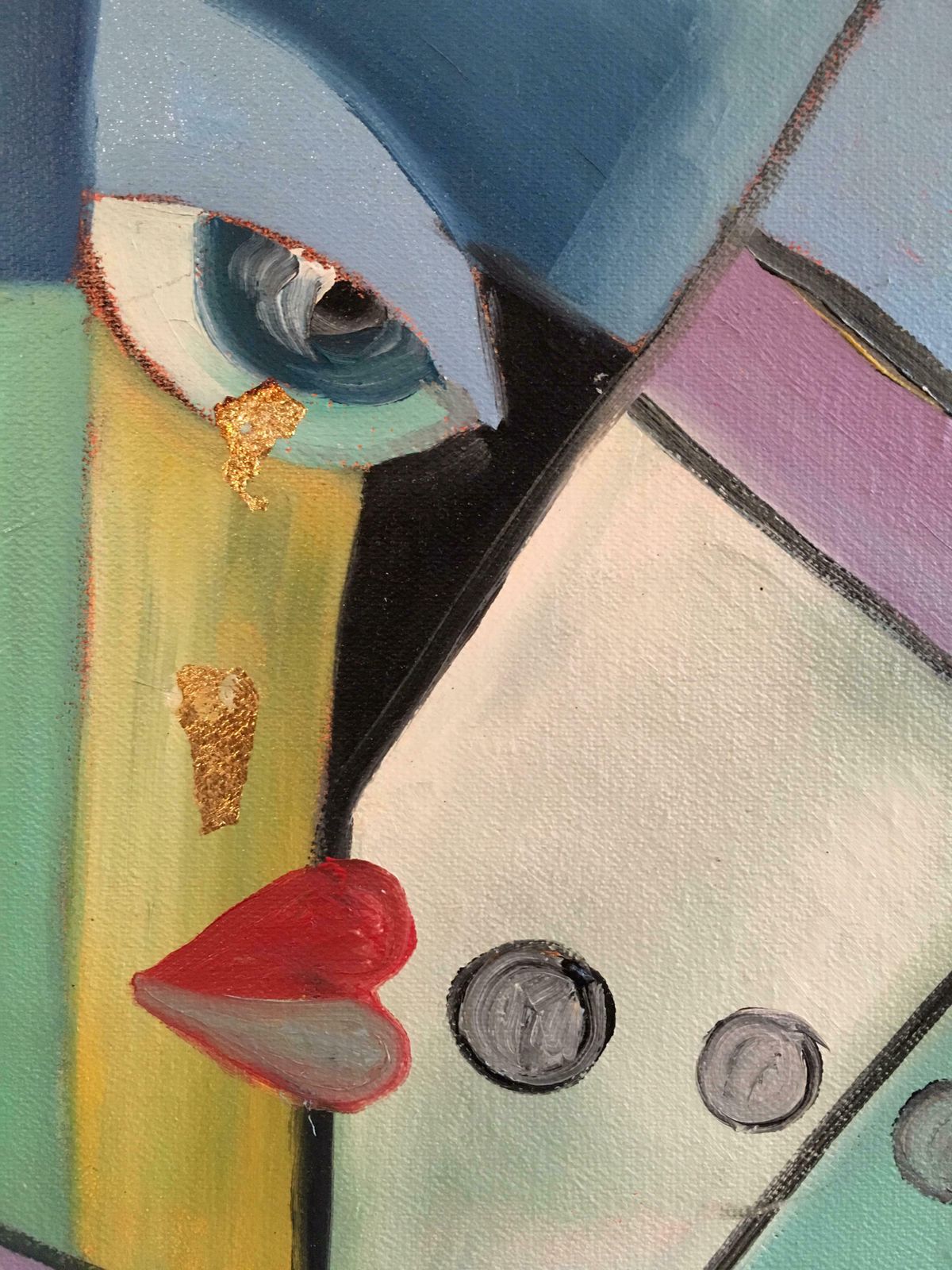 Beatrice Werliefrench Abstract Picasso Style Multicoloured Original Oil Painting Signed2004 photo 1838.0