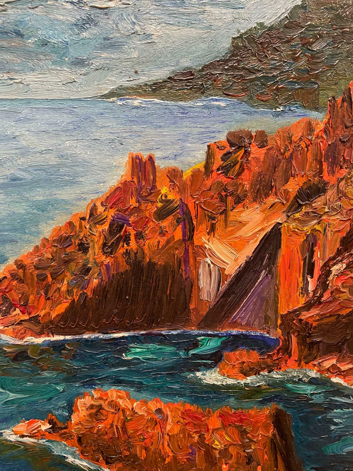 Fernand Audet20th Century French Impressionist Oil Painting   Rocky Coastline Cote D'azurc. 1950's photo furniture