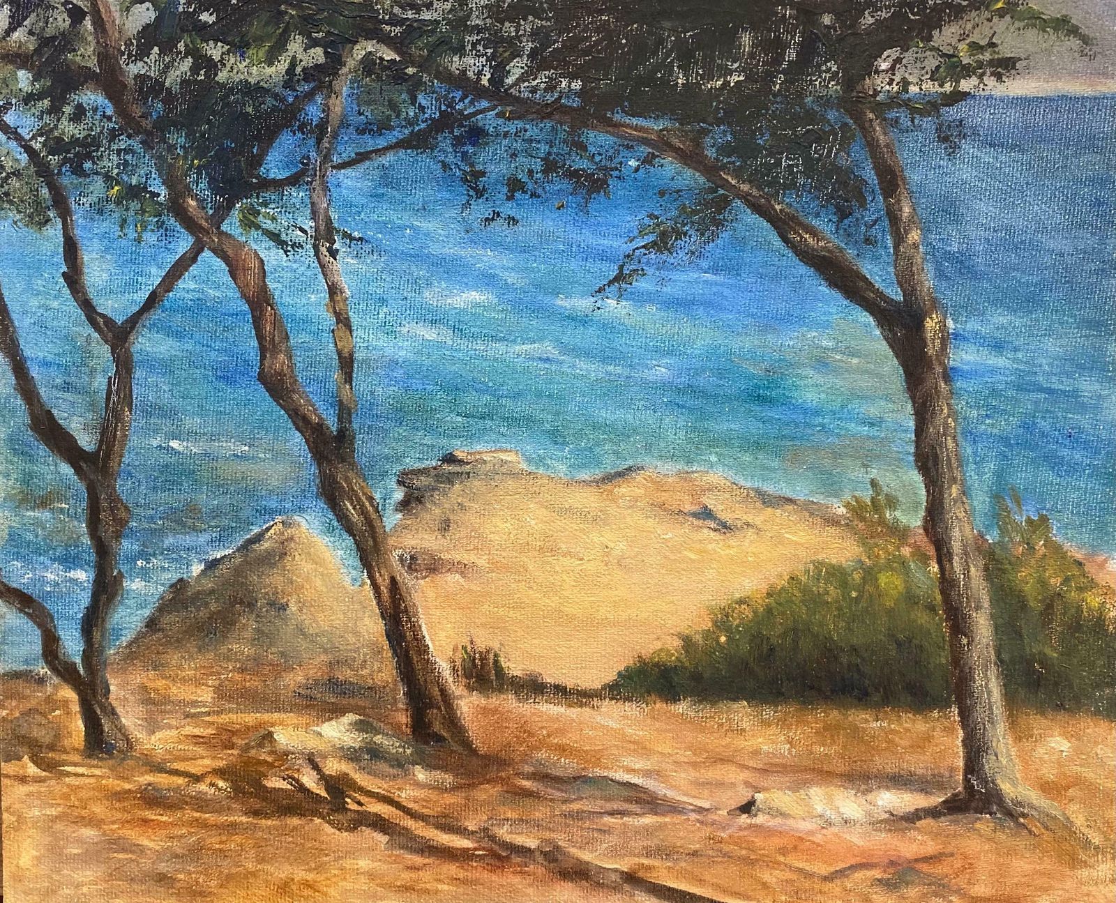 Unknownla Cote D'azur, French Impressionist Oil Painting Beach Coastal Scene