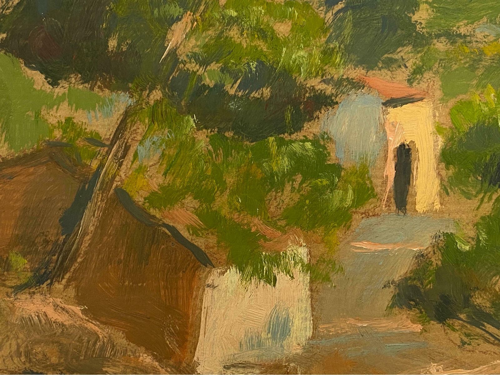 Rene Hutetrene Hutet (1907 1994) French Impressionist Oil Golden Hour Provence Rural Lanemid Century photo furniture