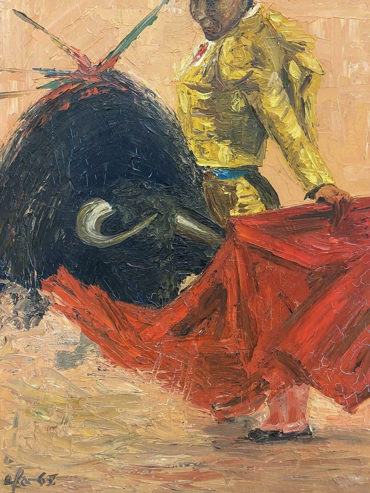 Fernand Audetfernand Audet (1923 2016) French Impressionist Oil   The Matador & Bull Fightmid 20th Century photo furniture