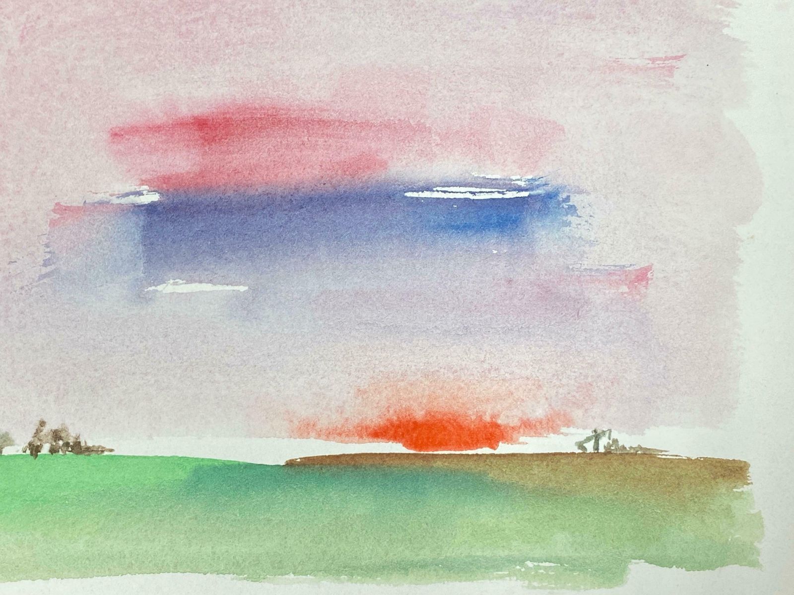 Akos Birocolourful Abstract Sunset Sky, French Expressionist Original Paintingc.1980s photo furniture